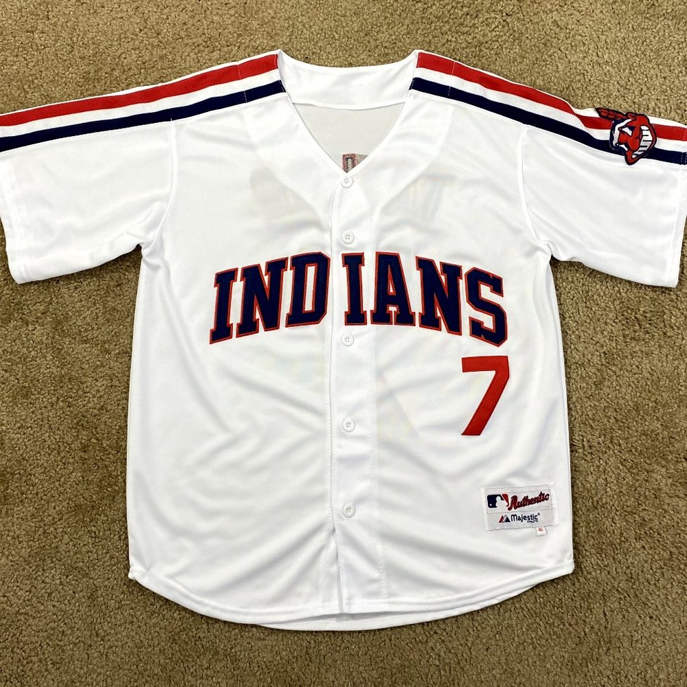 CLEVELAND INDIANS #7 TAYLOR , #24 DORN Sewn Jersey WHITE